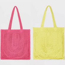 Load image into Gallery viewer, Pink & Yellow Crochet Tote Handbag Duo