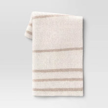 Load image into Gallery viewer, Cozy Feathery Knit Border Striped Throw Blanket
