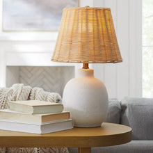 Load image into Gallery viewer, Ceramic Table Lamp with Rattan Shade White - Threshold™ designed with Studio McGee
