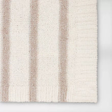 Load image into Gallery viewer, Cozy Feathery Knit Border Striped Throw Blanket
