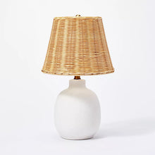 Load image into Gallery viewer, Ceramic Table Lamp with Rattan Shade White - Threshold™ designed with Studio McGee
