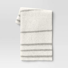 Load image into Gallery viewer, Cozy Feathery Knit Border Striped Throw Blanket
