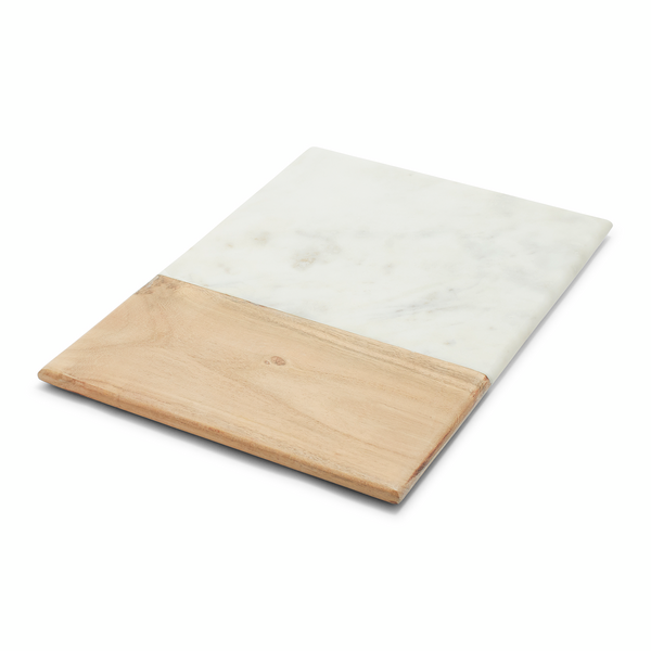 Rectangular Marble And Acacia Wood Serving Board